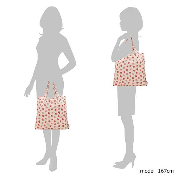 キャスキッドソン バッグ CATH KIDSTON 105351216607102 FOLDAWAY SHOPPER SWEET STRAWBERRY レディース トートバッグ 折りたたみ エコバッグ IVORY 白 A4対応 詳細画像
