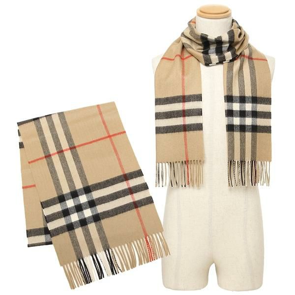 バーバリー マフラー Burberry 026 Giant Check ジャイアントチェック クラシック チェック 168 30cm カシミア100 スカーフ チェック Archive Beige Axes