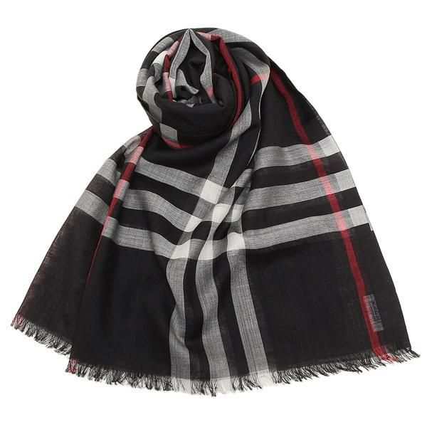 バーバリー マフラー BURBERRY 8015406 A1222 GIANT CHECK ジャイアントチェック ライトウェイトチェック 220×70cm ウール シルク スカーフ チェック NAVY 紺 詳細画像