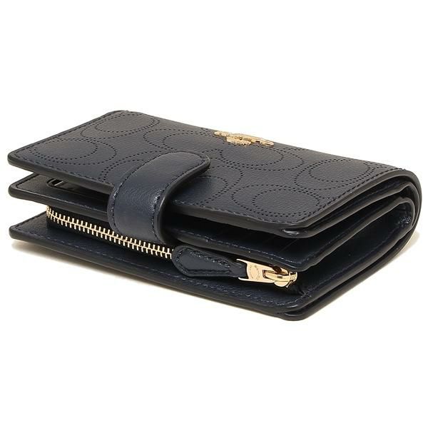 コーチ 財布 COACH 2884 IMMID ミディアム コーナー ジップ ウォレット シグネチャーレザー レディース 二つ折り財布 ミッドナイト 紺 詳細画像