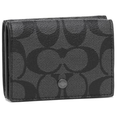 コーチ 財布 Coach F Blk コンパクト 1ｄ ウォレット スポーツ カーフ レザー メンズ 二つ折り財布 ミニ財布 無地 ブラック 黒 Axes