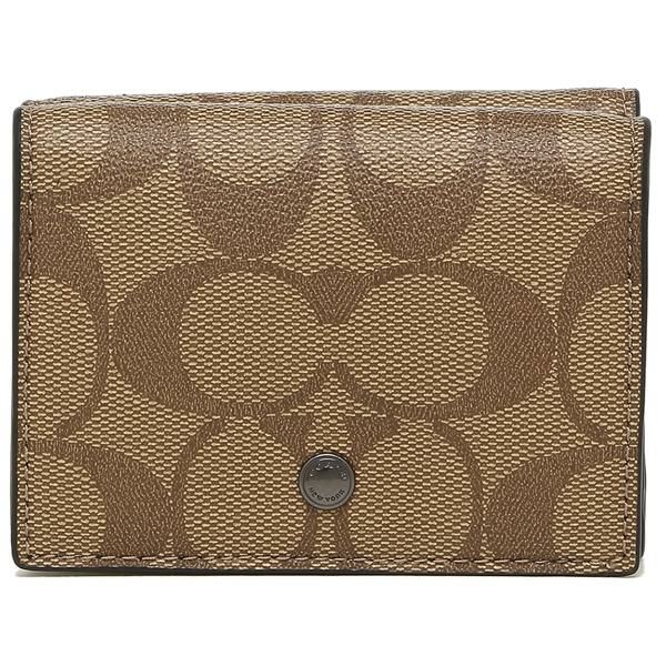 コーチ 三つ折り財布 シグネチャー ミニ財布 ブラウン メンズ COACH F77928 詳細画像