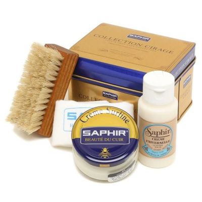 サフィール シューケアセット 00 靴磨きセット Saphir 靴磨き 初心者 Set シューケアセット スターターセット ボックス 缶ケース ギフト革靴 手入れセット ケア ブラシ クロス 全2色 Axes