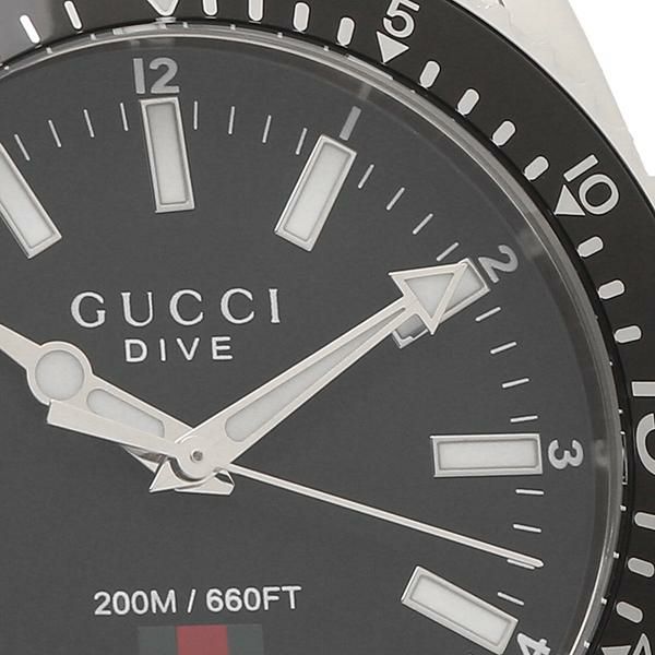 グッチ 時計 メンズ GUCCI YA136301A DIVE ダイヴ 40MM クォーツ メンズ腕時計 ウォッチ シルバー/ブラック 詳細画像