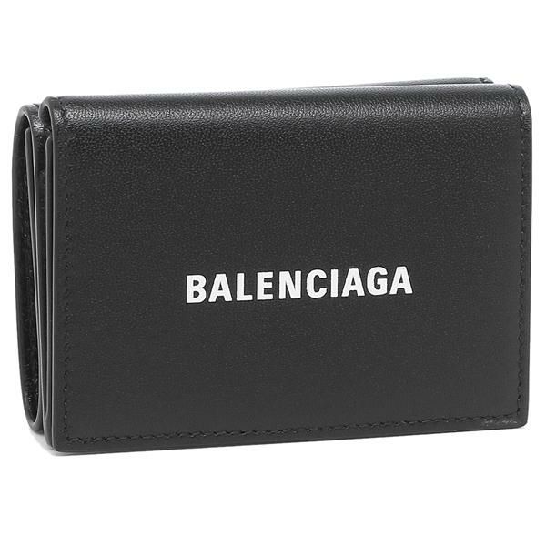 バレンシアガ 財布 BALENCIAGA 594312 1I353 1090 CASH キャッシュ MINI WALLET ミニ財布 メンズ レディース 三つ折り財布 無地 BLACK/WHITE 黒