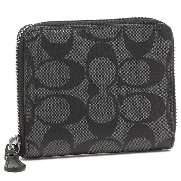 コーチ 財布 Coach F Cqbk コンパクト 1ｄ ウォレット シグネチャー メンズ 二つ折り財布 ミニ財布 チャコール ブラック Axes