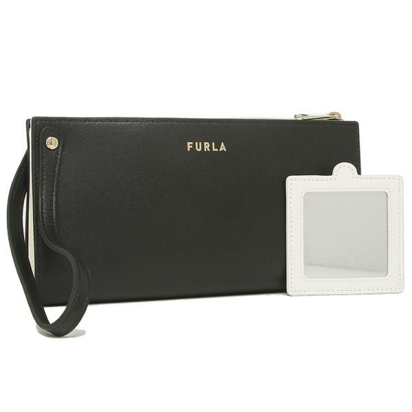 フルラ ポーチ FURLA WE00023 MSD000 P1900 MUSA M PUCH W/MIRROR ムーサ ミラー リストレット 無地 NERO/TALCO h 黒