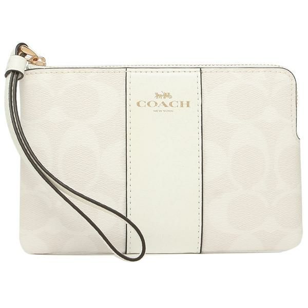 コーチ ポーチ COACH 58035 IMRFF コーナージップリストレット シグネチャーキャンバス レディース ポーチ リストレット チョーク/グラシアホワイト 白 詳細画像