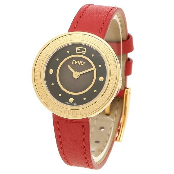 フェンディ 時計 FENDI F370421573 FENDI MY WAY フェンディマイウェイ 28MM ファー付き クォーツ レディース腕時計ウォッチ ブラック/レッド 詳細画像