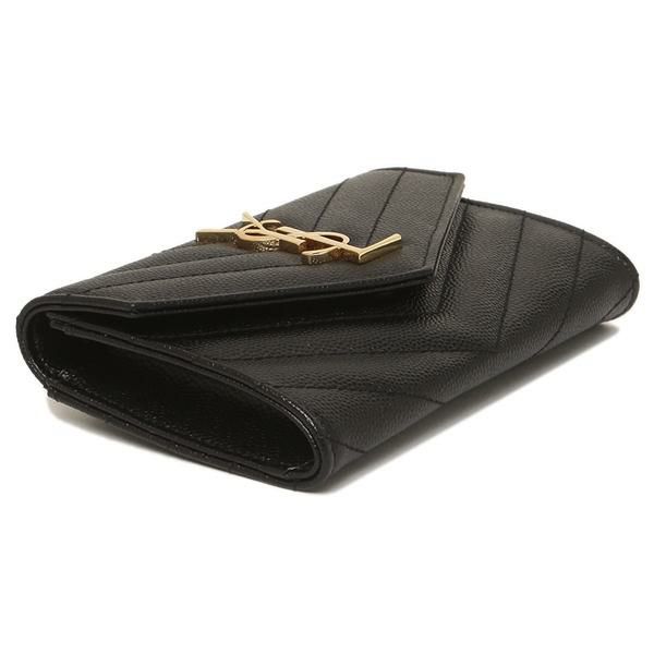 サンローランパリ カードケース SAINT LAURENT PARIS 414404BOW01 1000 MONOGRAMME モノグラム ENVELOPE CARD HOLDER WALLET 財布 名刺入れ 無地 BLACK 黒 詳細画像