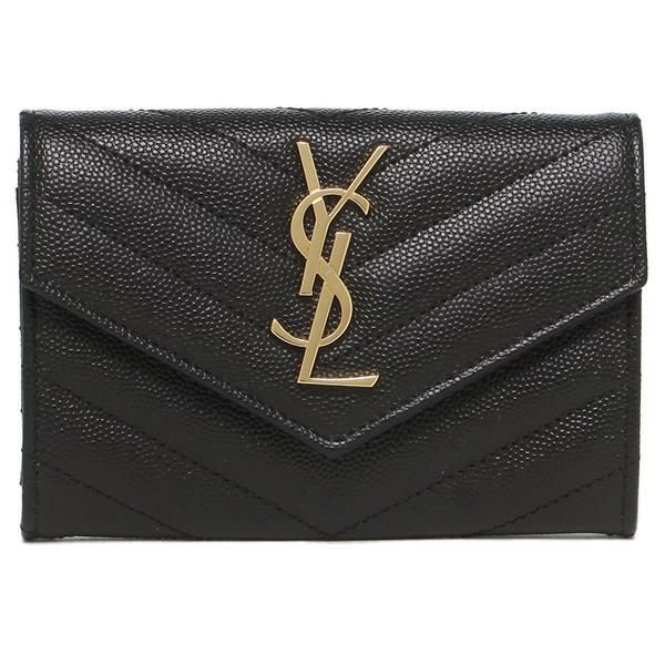 サンローランパリ カードケース SAINT LAURENT PARIS 414404BOW01 1000 MONOGRAMME モノグラム ENVELOPE CARD HOLDER WALLET 財布 名刺入れ 無地 BLACK 黒 詳細画像