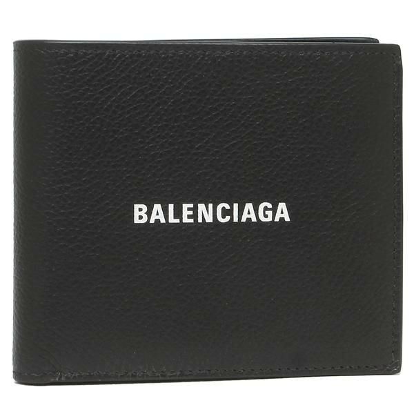 バレンシアガ 財布 BALENCIAGA 594315 1IZI3 1090 CASH SQUARE COIN WALLET キャッシュ コイン ウォレット メンズ 二つ折り財布 無地 BLACK/WHITE 黒
