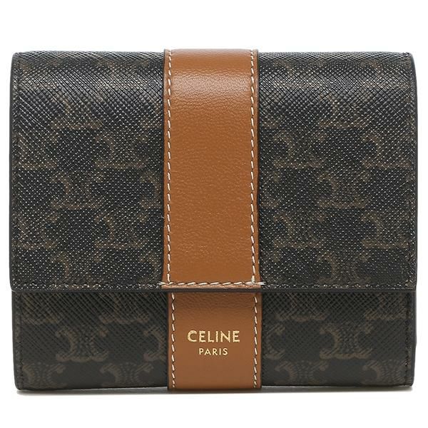 セリーヌ 財布 CELINE 10D57 2BZ9 04LU トリオンフ TRIOMPHE スモール トリフォールドウォレット ミニ財布 レディース 二つ折り財布 総柄 TAN 茶色 詳細画像