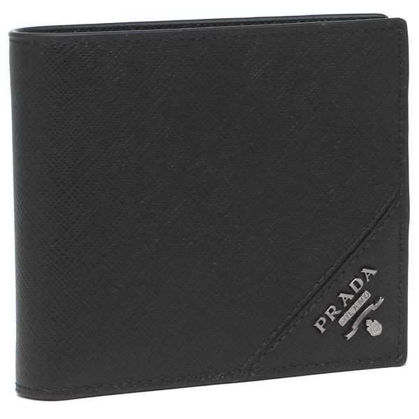 プラダ 財布 PRADA 2MO513 QME F0002 SAFFIANO METAL サフィアーノメタル メンズ 二つ折り財布 無地 NERO 黒