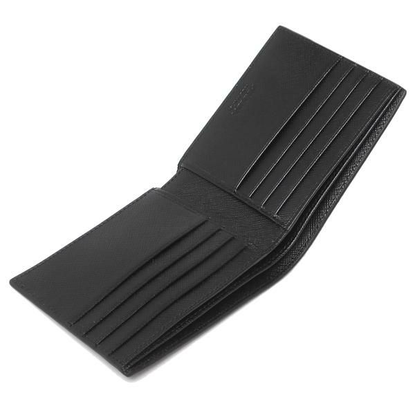 プラダ 財布 PRADA 2MO513 QME F0002 SAFFIANO METAL サフィアーノメタル メンズ 二つ折り財布 無地 NERO 黒 詳細画像