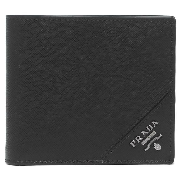 プラダ 財布 PRADA 2MO513 QME F0002 SAFFIANO METAL サフィアーノメタル メンズ 二つ折り財布 無地 NERO 黒 詳細画像