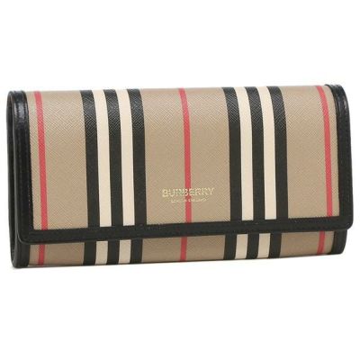 バーバリー 財布 Burberry 026 アイコン ストライプ Icon Stripe Continental Wallet 長 財布 レディース ストライプ Archive Beige Axes