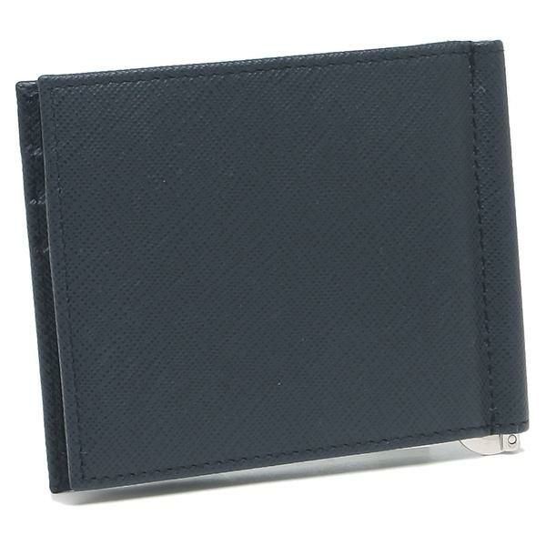 プラダ 折り財布 メンズ サフィアーノ マネークリップ カードケース トライアングルロゴ PRADA 2MN077 QHH F0216 ネイビー 詳細画像