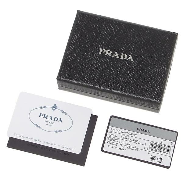 プラダ キーケース サフィアーノマルチカラー キーリング ブラック ピンク レディース PRADA 1PG004 ZLP F061H 詳細画像