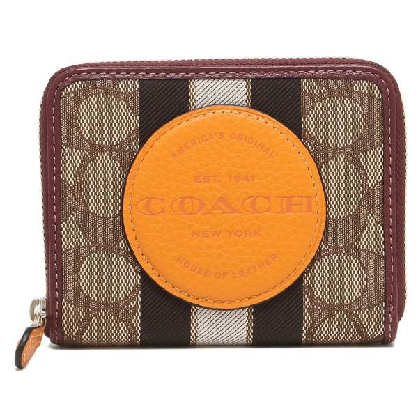 コーチ 二つ折り財布 シグネチャー ジャガード ミニ財布 ベージュ オレンジ レディース COACH 2637 IMQZV 【ショッパー付き】 詳細画像
