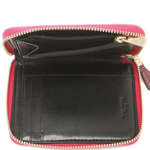 コーチ 二つ折り財布 シグネチャー ジャガード ミニ財布 ブラック ピンク レディース COACH 2637 IMR2P 【ショッパー付き】 詳細画像