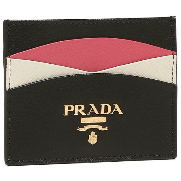プラダ カードケース サフィアーノ マルチカラー ブラック ピンク レディース PRADA 1MC025 ZLP F061H