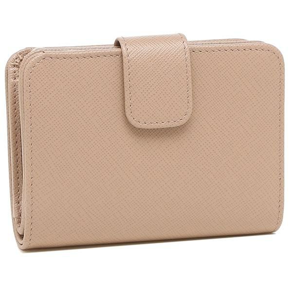 プラダ 二つ折り財布 サフィアーノトライアングルロゴ ベージュ レディース PRADA 1ML018 QHH F0236 詳細画像