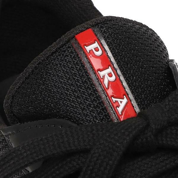 プラダ スニーカー 靴 ヴェルニーチェバイク リネアロッサロゴ ブラック メンズ PRADA 4E3400 ASZ F0002 詳細画像