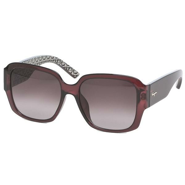 フェラガモ サングラス アイウェア レディース ガンチーニ 57サイズ パープル レッド アジアンフィット Salvatore Ferragamo SF1009SA 634 スクエア