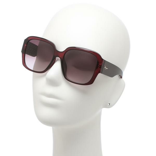 フェラガモ サングラス アイウェア レディース ガンチーニ 57サイズ パープル レッド アジアンフィット Salvatore Ferragamo SF1009SA 634 スクエア 詳細画像