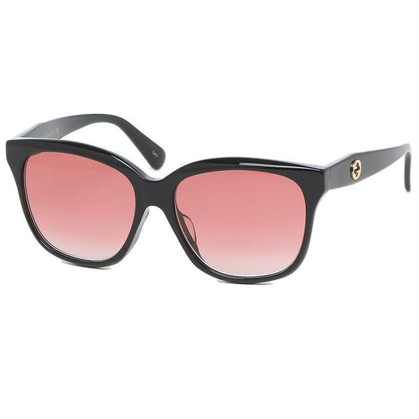 グッチ サングラス アイウェア レディース 56サイズ レッド ブラック アジアンフィット GUCCI GG0800SA 002 ウェリントン