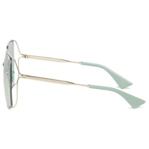 グッチ サングラス アイウェア レディース 65サイズ グリーン ゴールド GUCCI GG0817S 003 スクエア 詳細画像