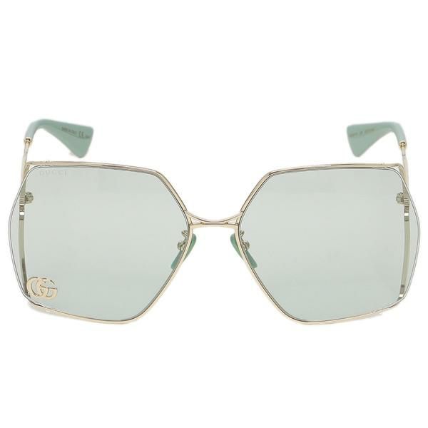 グッチ サングラス アイウェア レディース 65サイズ グリーン ゴールド GUCCI GG0817S 003 スクエア 詳細画像