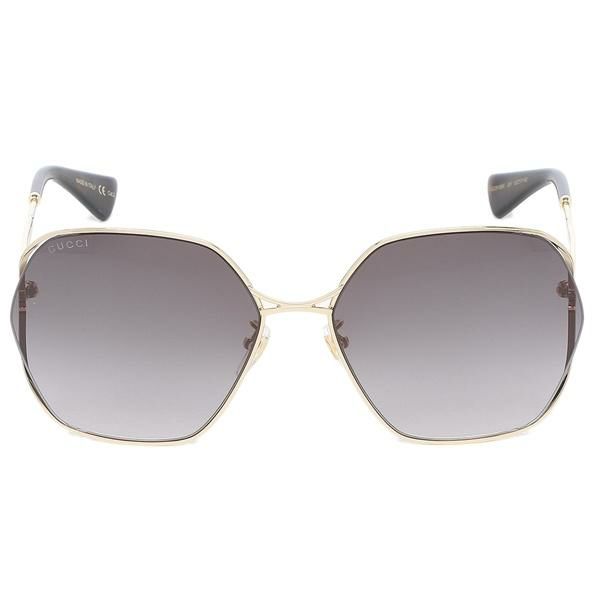グッチ サングラス アイウェア レディース 63サイズ グレー ゴールド 642998 I0330 アジアンフィット GUCCI GG0818SA 001 スクエア 詳細画像
