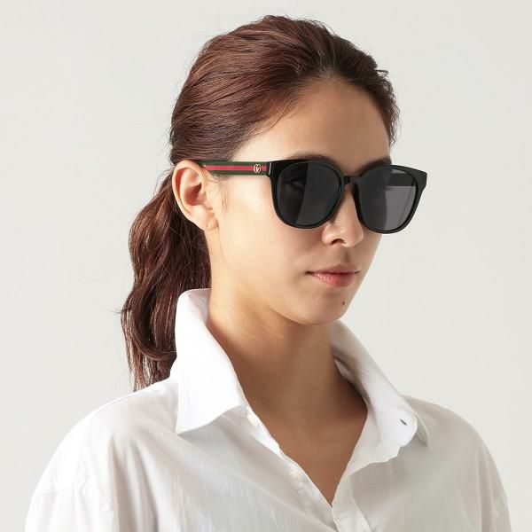 グッチ サングラス アイウェア レディース 56サイズ グレー ブラック アジアンフィット GUCCI GG0855SK 001 ウェリントン