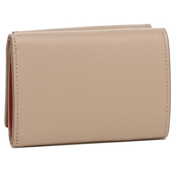 プラダ 三つ折り財布 サフィアーノマルチカラー ミニ財布 ベージュ レッド レディース PRADA 1MH021 ZLP F0KNX 詳細画像