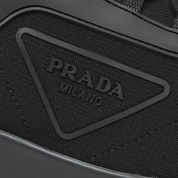 プラダ スニーカー 靴 ニットファブリック トライアングルロゴ ブラック メンズ PRADA 4E3572 3KFP F0002 詳細画像
