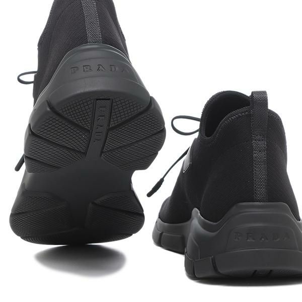 プラダ スニーカー 靴 ニットファブリック トライアングルロゴ ブラック メンズ PRADA 4E3572 3KFP F0002 詳細画像