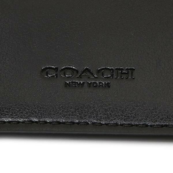 コーチ 二つ折り財布 アウトレット シグネチャー ミニ財布 ブラック メンズ COACH F66551 QBMI5 詳細画像