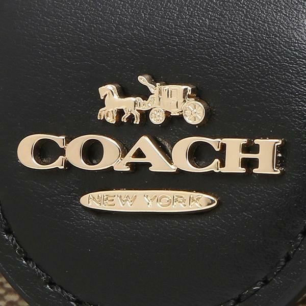 コーチ アウトレット 二つ折り財布 シグネチャー ベージュ ブラック レディース COACH C0082 IMCBI 詳細画像