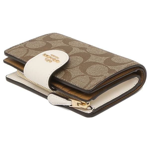 コーチ アウトレット 二つ折り財布 シグネチャー ベージュ ホワイト レディース COACH C0082 IMDJ8 詳細画像