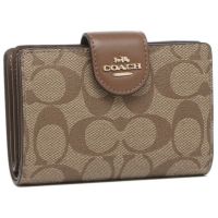 コーチ アウトレット 二つ折り財布 シグネチャー ベージュ ブラウン レディース COACH C0082 IME74