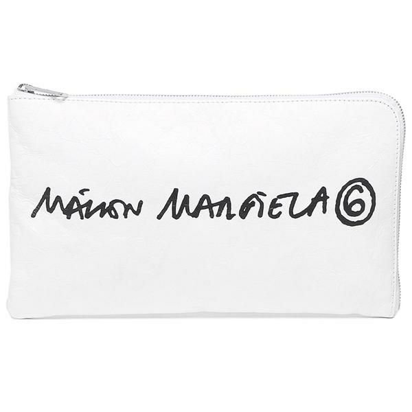 エムエムシックス メゾンマルジェラ クラッチバッグ ハンドプリント ナンバーロゴ ホワイト レディース MM6 Maison Margiela S63WD0004 P4145 H8705 詳細画像