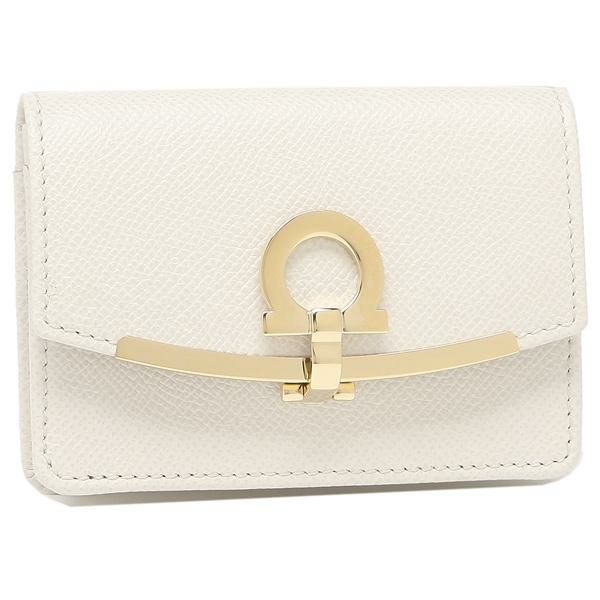 サルヴァトーレフェラガモ カードケース ガンチーノクリップ ホワイト レディース Salvatore Ferragamo 22D198 0740823