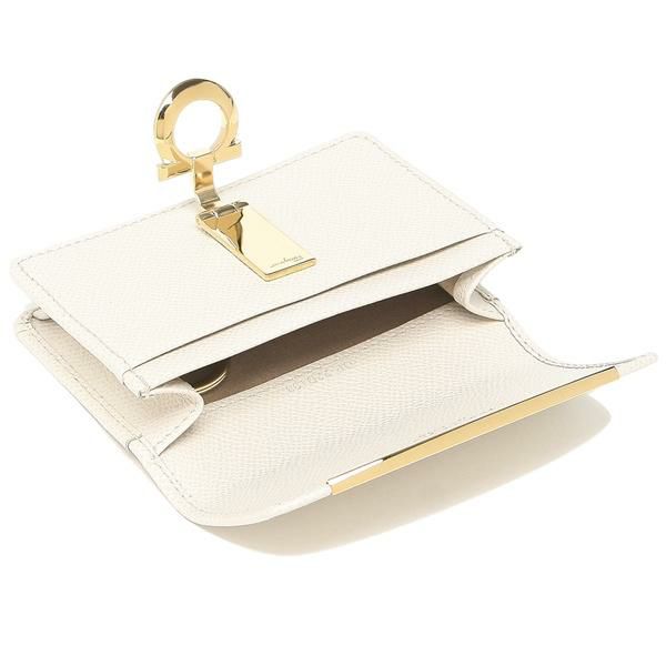 サルヴァトーレフェラガモ カードケース ガンチーノクリップ ホワイト レディース Salvatore Ferragamo 22D198 0740823 詳細画像