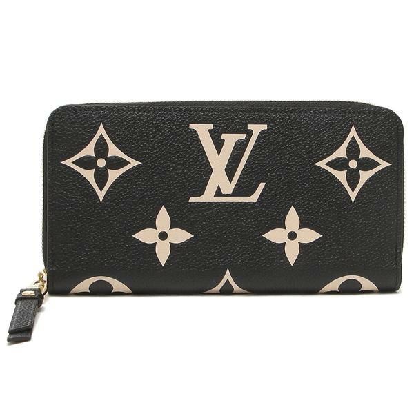 ルイヴィトン 長財布 ジッピーウォレット ラウンドファスナー ブラック ベージュ レディース LOUIS VUITTON M80481 詳細画像