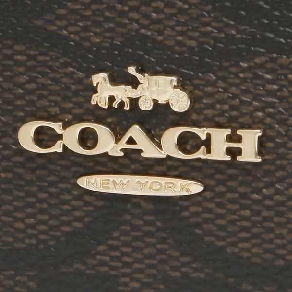 コーチ アウトレット 名刺入れ ジップ カードケース イン シグネチャーキャンバス ブラウン ブラック レディース COACH C0058 IMAA8 詳細画像