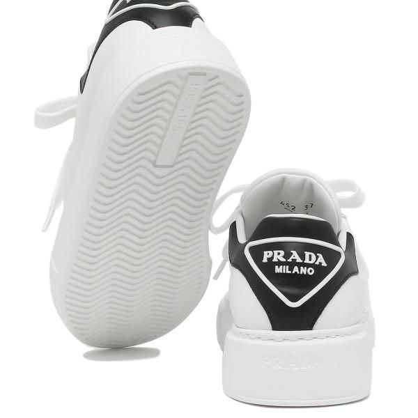 プラダ  スニーカー 靴 シューズ ヴィテロソフト トライアングル ホワイト ブラック レディース PRADA 1E452M 3G4I F0964 045 詳細画像