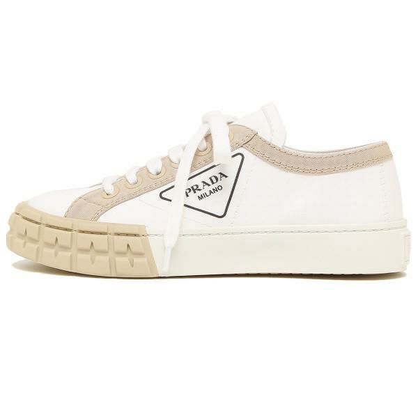 プラダ  スニーカー 靴 シューズ ギャバジン  トライアングルロゴ ホワイト ベージュ レディース PRADA 1E939L 89C F074A 035 詳細画像