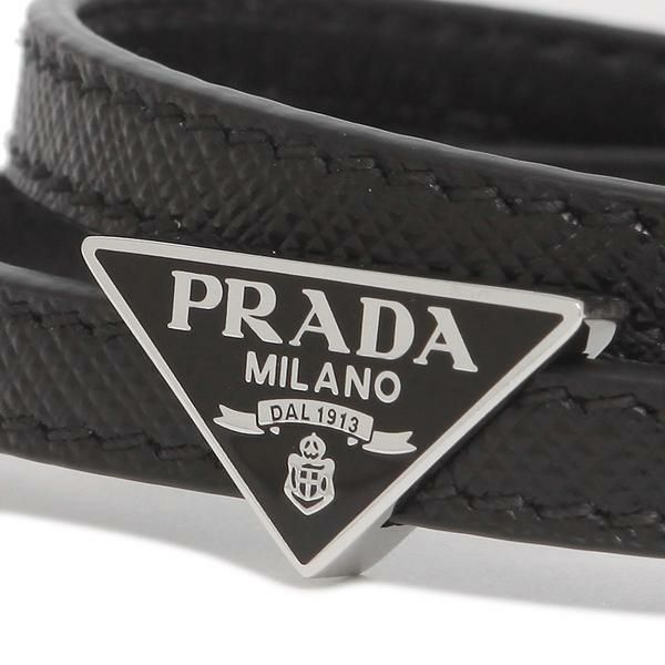 プラダ ブレスレット アクセサリー サフィアーノ レザー バングル ブラック メンズ PRADA 2IB286 053 F0002 詳細画像